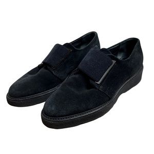 AQUATALIA Black Suede Platform Oxford Shoes Loafer Size 7 1/2